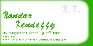 nandor kendeffy business card